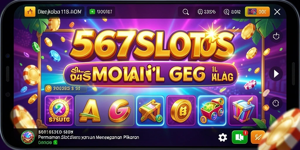 Tangkapan layar gameplay 567SLOTS dengan tampilan gulungan berwarna-warni dan fitur menarik.