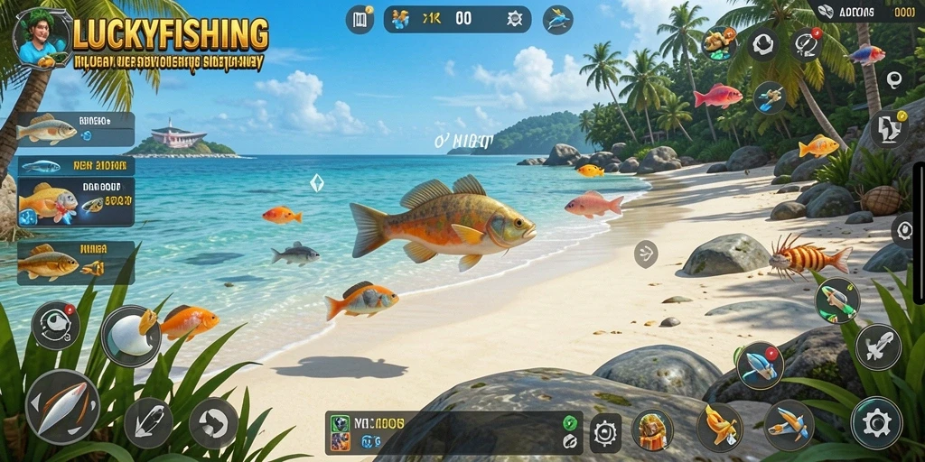 Tampilan LUCKYFISHING yang intuitif dan menarik.