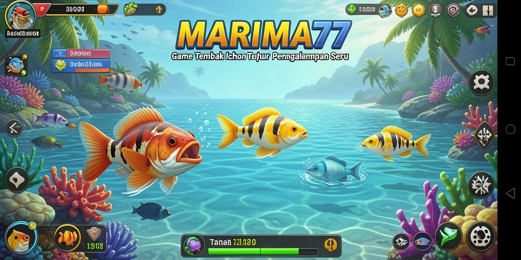 Gameplay seru saat menembak ikan di MARIMA77.