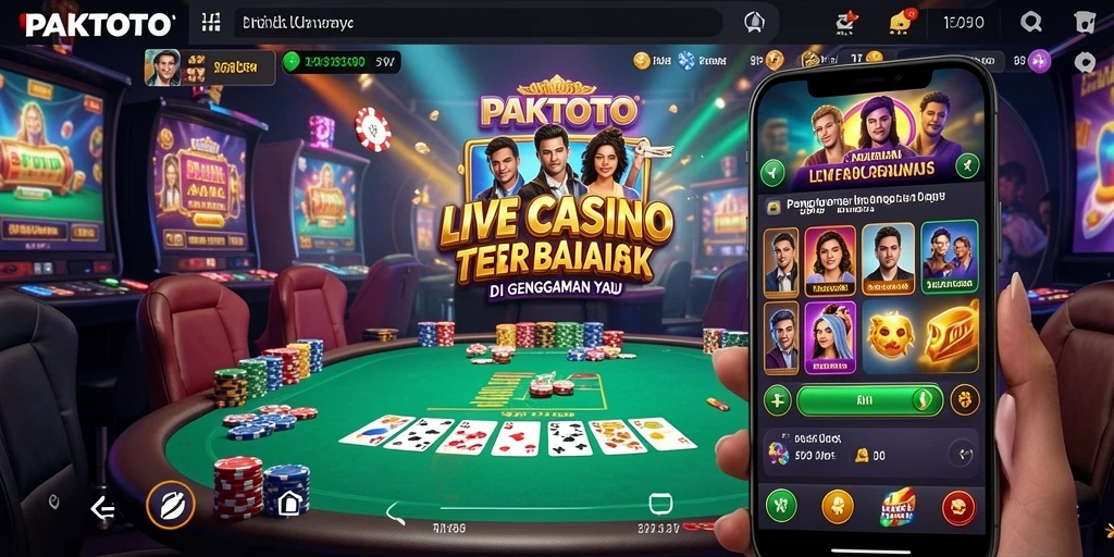 Tampilan utama permainan Live Casino PAKTOTO menunjukkan dealer dan meja permainan.