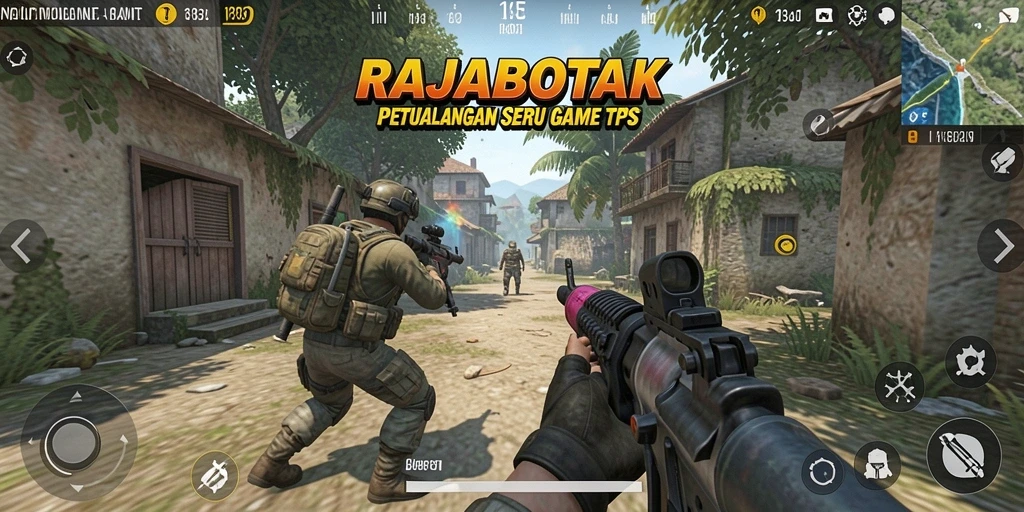 Screenshot utama RAJABOTAK menampilkan aksi gameplay TPS yang seru.