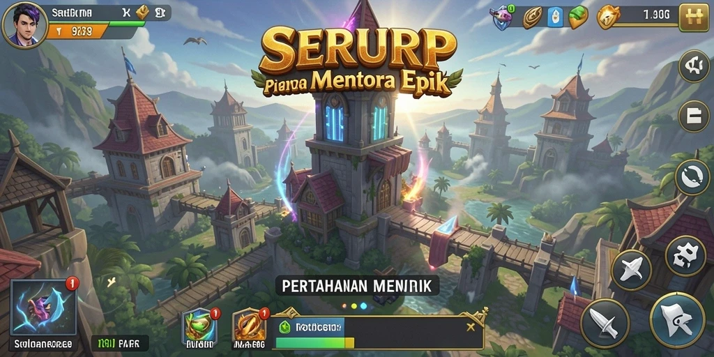Gameplay SERURP yang menegangkan dalam pertempuran Tower Defense.