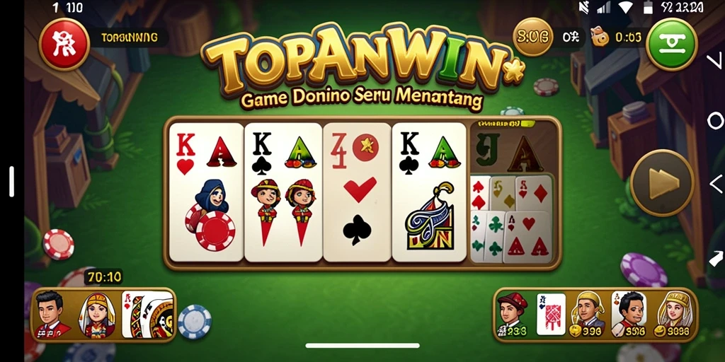 Tangkapan layar permainan domino yang menampilkan antarmuka TOPANWIN.