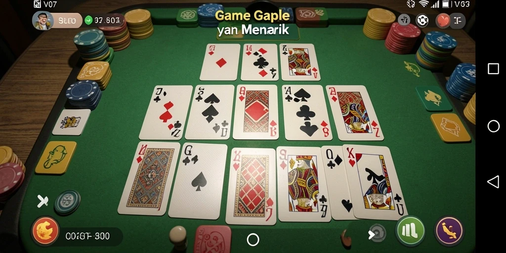 Screenshot gameplay V07 menunjukkan suasana seru bermain Gaple.